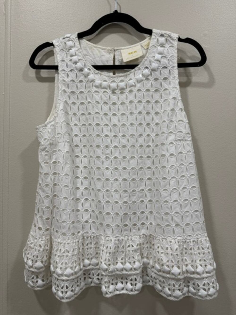 Anthropologie Maeve Monika Beaded Eyelet Blouse